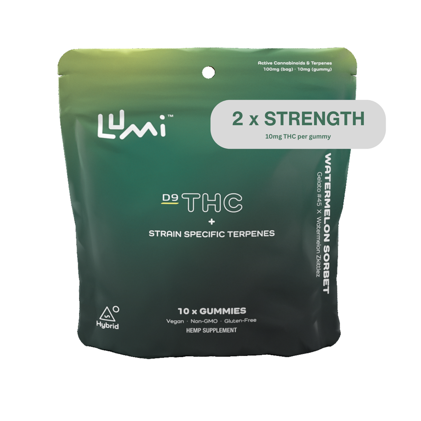Watermelon Sorbet (Hybrid) - 10ct Bags of Lumi Double Strength (Case of 10)