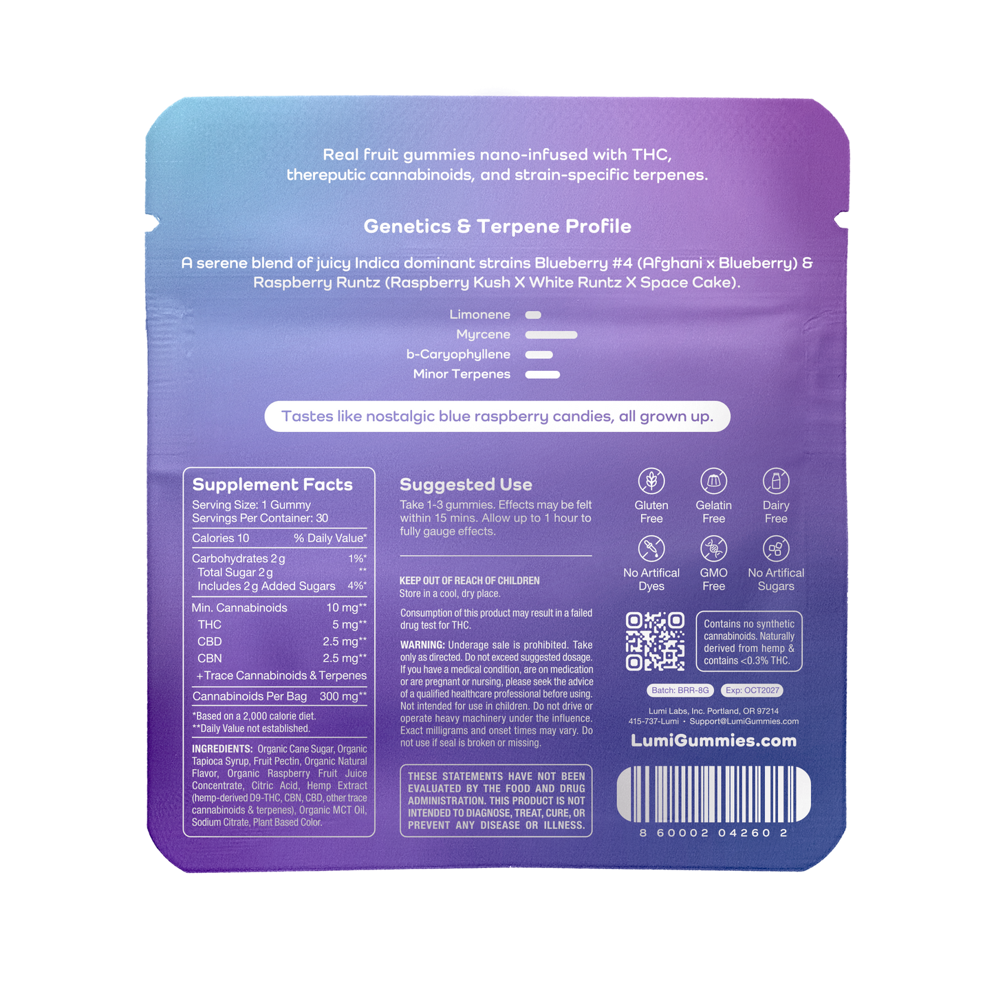 Bluerazz Runtz (Indica) - 30ct Bag (Case of 5)