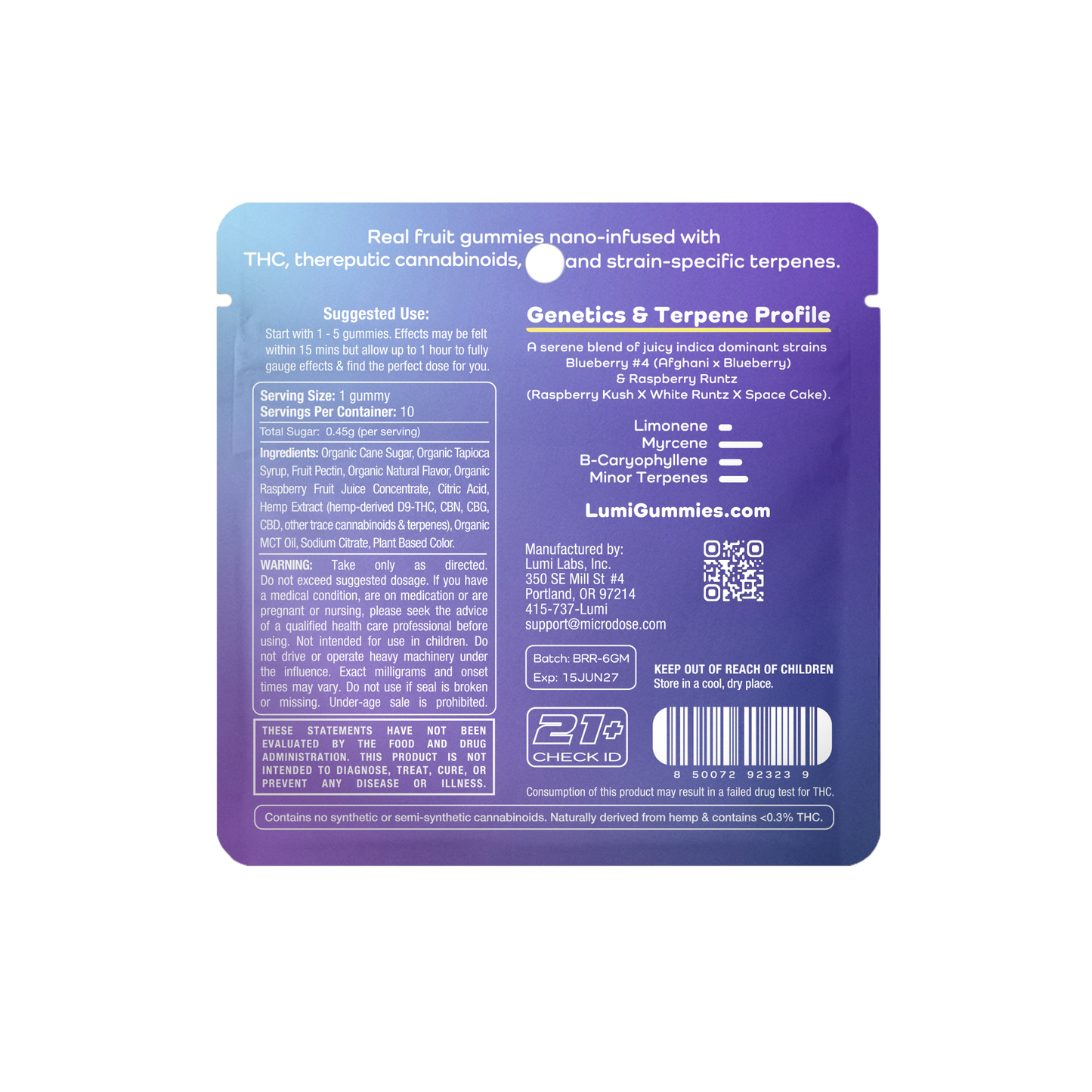 Bluerazz Runtz (Indica) - 10ct Bags of Lumi Minis (Case of 50)
