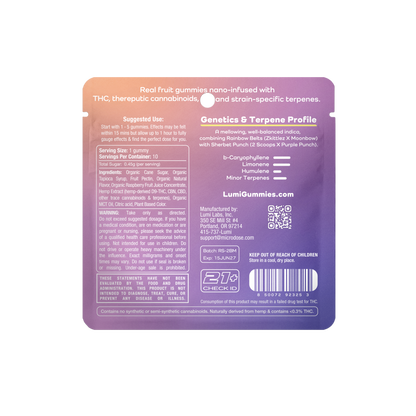 Rainbow Sherbet (Indica) - 10ct Bags of Lumi Minis (Case of 50)
